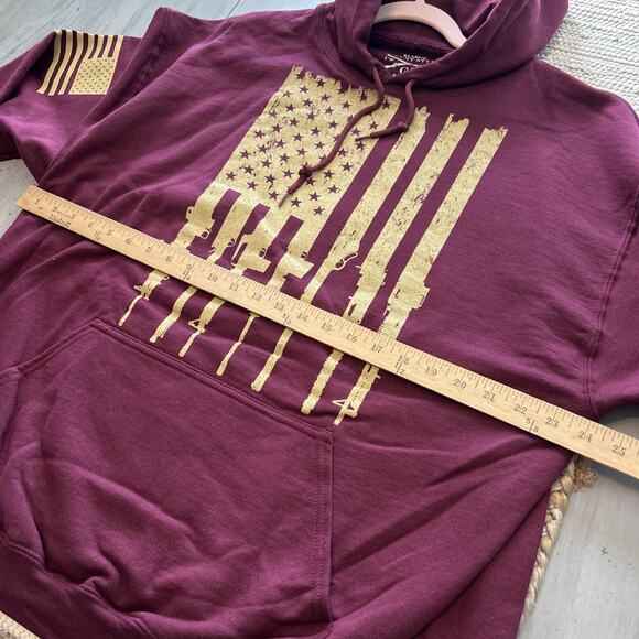 Grunt Style Maroon Tan American Flag Hoodie Sweatshirt Men’s XL - Picture 7 of 8